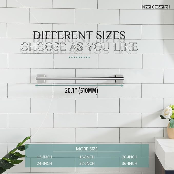 KOKOSIRI Single Towel Bar Bathroom Towel Holder for Bath Kitchen 20 Inch Necklace Holder Wall Mounted Chrome Stainless Steel B4005CH-L20