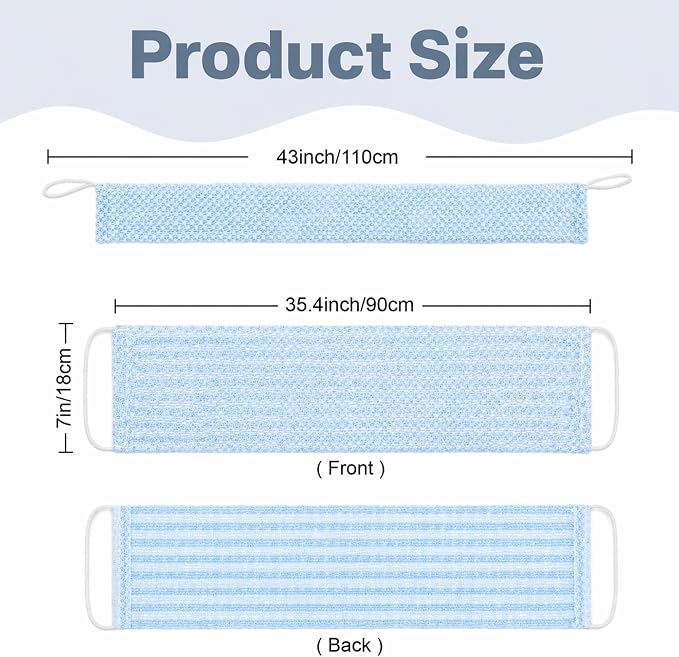 Dual-Textured Exfoliating Washcloth Towel - Back Scrubber for Use in Shower Bath, Exfoliating Body Scrubber Exfoliator, Japanese Exfoliate Loofah Lufa Sponge Wash Cloth for Women Men
