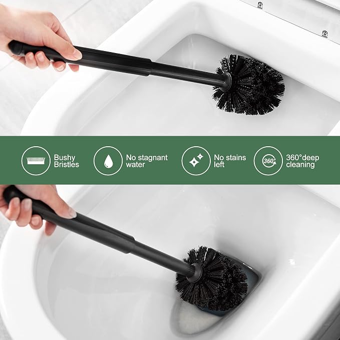 Eyliden Toilet Plunger and Brush Set, 2-in-1 Compact Holder | Unclogs Toilets, Deep Cleans Bowls, Nylon Bristles, Rubber Cup, Durable Plastic Caddy, Space-Saver, Bathroom Cleaning Tools