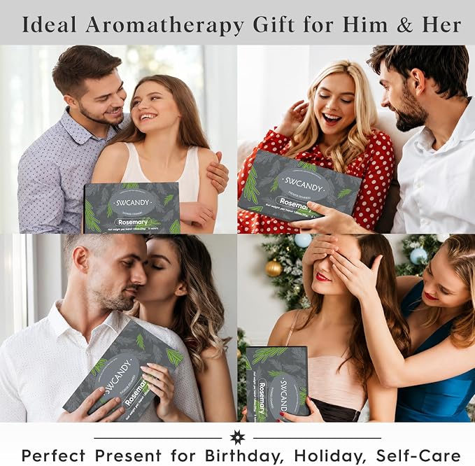 SWCANDY Rosemary Shower Steamers 8 Pack, Home Spa Self Care | Herbal green aromatherapy with natural essential oils, shower gift for women, men, wife & husband.