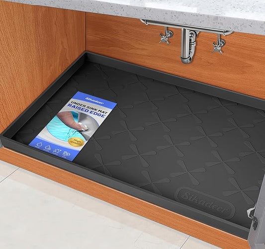 SIKADEER Under Sink Mat Waterproof 34" x 19", Silicone Mat Kitchen Drawer Shelf and Cabinet Liner, Sink Protector for Kitchen Organizers and Storage, Boot Tray Pet Food Mats