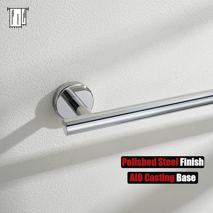 JQK Chrome Towel Bar, 27 Inch 304 Stainless Steel Thicken 0.8mm Towel Rack Bathroom, Towel Holder Polished Finished Wall Mount, Useable Length 24 Inch, TB110L24-CH