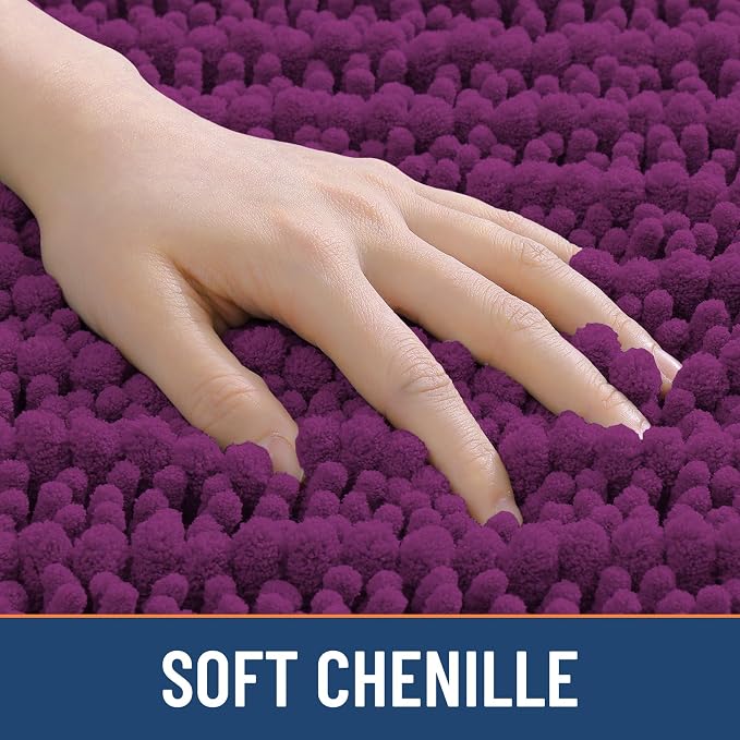 Smiry Bathroom Rugs 30X20, Extra Soft Rubber Backing Chenille Bath Mats | Violet Machine Washable Non Slip Quick Dry Bath Mats for Bathroom Floor, Tub, Shower, Home Decor Accessories