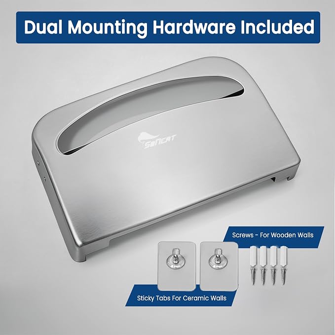 Toilet Seat Covers Dispenser - Half Fold Stainless Steel Wall Mounted Toilet Seat Cover Holder for Commercial, Office, Restaurants, Hospitals and Schools, 16.81 Inches, 500 Seat Covers Capacity