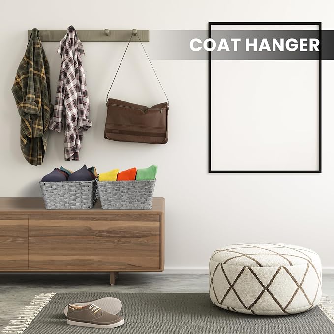 Onlytak Wicker Storage Baskets, Baskets for Shelves, Toilet Paper, Woven Storage Baskets for Organizing, Grey, 12" x 12" x 6", 2-Pack