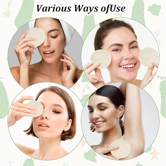 20 Pcs Natural Loofah Sponge Pads for Washing Face, Exfoliating Body Face Scrub Pads for Makeup & Dead Skin Masks Removal, Exfoliating Face Pad for Women Men Cleansing Skin(2.17 Inch)