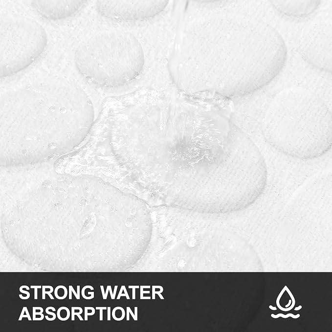 Stone Bath Mats, Non-Slip Memory Foam Bathroom Rug, 24x36 White | TPR Rubber Backing,Ultra Soft,Highly Absorbent,Machine Washable,Quick Dry for Tub and Shower, Home Decor Accessories