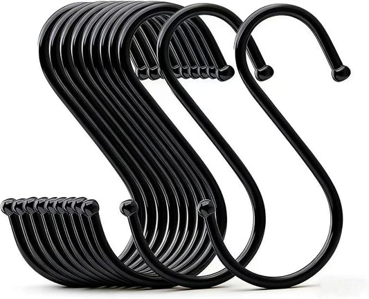 10 Pack 4.7 Inches Extra Large S Shape Hooks Heavy-Duty Metal Hanging Hooks Apply Kitchenware Bathroom Utensils Plants Towels Gardening Multiple uses Tools(Black)
