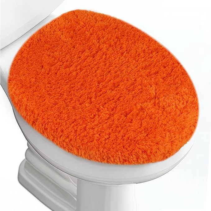Soft Microfiber Toilet Seat Cover 17.5" x 15" Machine Washable | Solid Toilet Lid Cover Adjustable Rubber Backing Fits Most 16 -17.5" L x 14-16" W Round Oblong and Elongated Toilet Seat