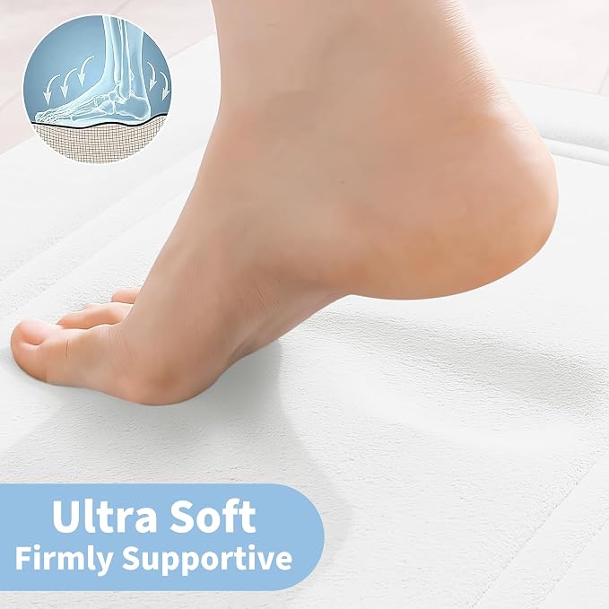 Cupic Cupid Memory Foam Bath Mat 24"×36", Non Slip Bathroom Rugs, White | Soft Touch, Cushioned Comfort, Non Slip Bathroom Mat, Super Absorbent & Quick Dry, Machine Washable for Shower, Tub & Vanity
