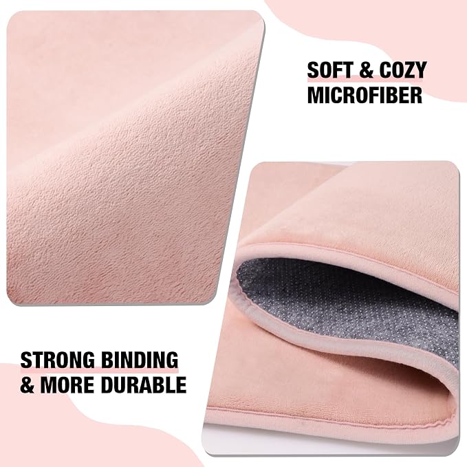 Pink Memory Foam Bath Mat Long 24x60 Bathroom Runner Rug Non Slip Washable | Soft Absorbent Microfiber Bathroom Carpet Thin Bathrug