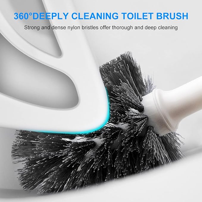 SetSail Toilet Brush and Plunger Set, Semi-Hidden Toilet Plungers, White | Heavy Duty Toilet Bowl Brush and Holder for Bathroom Toilet Plunger and Brush Set for Deeply Cleaning