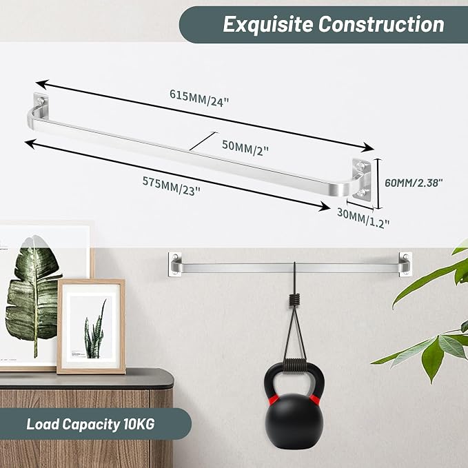 Mooche Bathroom Towel Bar, 24 inch Towel Racks for Bathroom Wall Mounted, SUS304 Stainless Steel Heavy Duty Towel Holder Bathroom Accessories Modern Home Decor, Brushed Finished