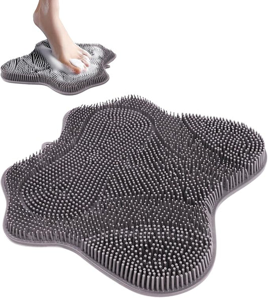 Silicone Foot Scrubber Mat for Shower Bath Foot and Back, Shower Feet Brush Pad with Wall-Mounted Suction Cups