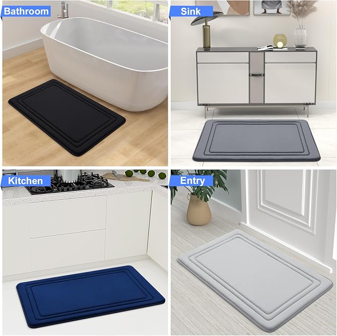 Grandaily Memory Foam Bath Mat Rug 47x32, Ultra Soft, Non-Slip and Absorbent Bathroom Rugs, Machine Wash Dry, Comfortable Bath Carpet for Bathroom Floor, Tub and Shower, Brown