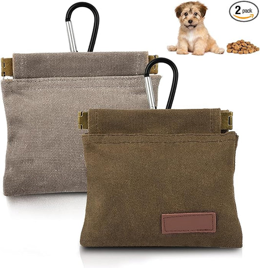 2Pcs Hands Free Dog Treat Pouches for Training, Walking and Outdoor Use | Dog Treat Bag with Carabiner, Hands Free, Auto Closing Pet Treat Pouch for Training,Walking, Hiking