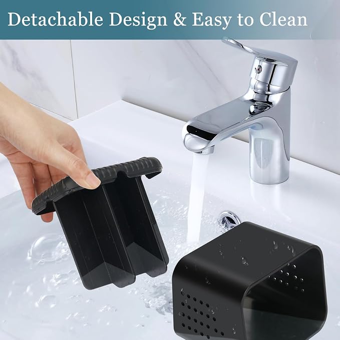 PARKMANI Black Toothbrush Holders for Bathrooms, Kids Electric Toothbrush and Toothpaste Holder, 4 Slots Tooth Brush Holder for Bathroom Countertop Organizer (Black)