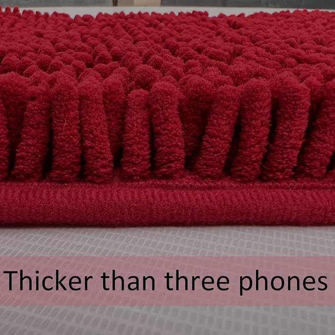 RUN HELIX Christmas Rugs Bathroom Rugs Sets 3 Piece Extra Soft Chenille Bathroom Mats Non Slip Bath Mat Set Bath Rugs Soft Absorbent Non Slip Washable Bath Mats with Toilet Mats Bath Decoration