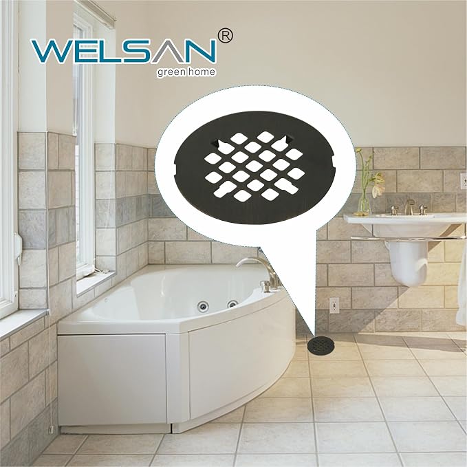 Shower Drain Cover Replacement, Welsan Stainless Steel 4-1/4" OD Round Snap-in Shower Strainer Grid - Oil Rubbed Bronze - Easy No-Tool Install