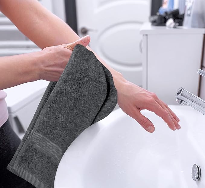 Utopia Towels 18 Pack Premium Hand Towels Set, 16 by 28 inches, 100% Ring Spun Cotton, Ultra Soft and Highly Absorbent 600GSM Towels for Bathroom, Gym, Shower, Hotel, and Spa, Grey