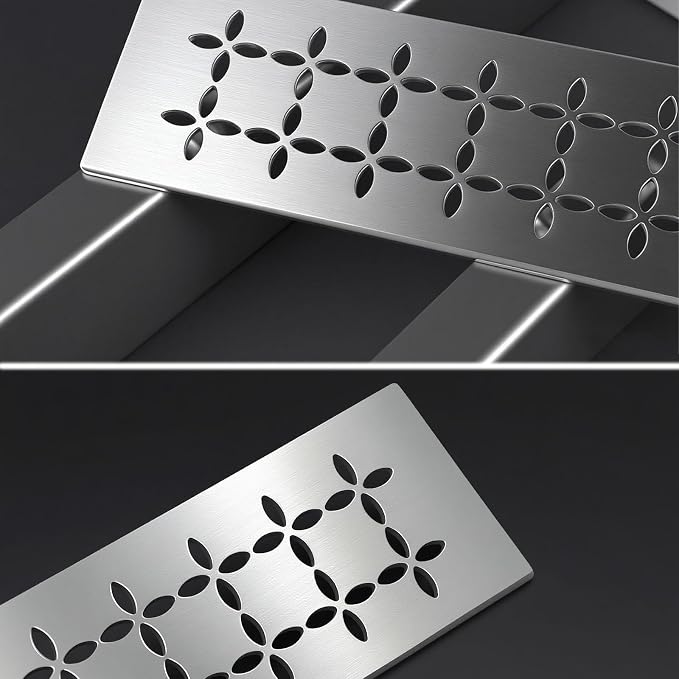 12 Inch Shower Niche Shelf 2-Pack, 4mm Stainless Steel with Drainage Design for Kerdi Board SN/-SNLT, Tile Ready Floral Shelves with Smooth Finish