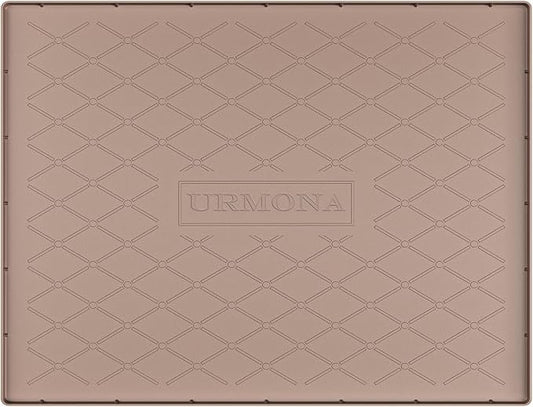 URMONA 28" x 19" Waterproof Silicone Mat in Multiple Sizes & Colors, Under Sink Mat for Kitchen & Bathroom, Pet Food Pad for Dogs & Cats, Kitchen Cabinet Liner, Multi-Purpose for Storage(Khaki)