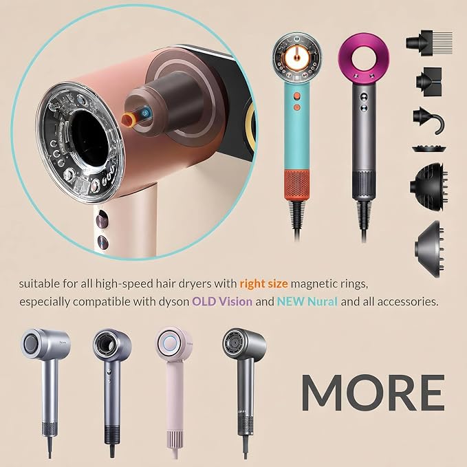 simpletome Magnetic Hair Dryer Holder Wall Mount for Most High Speed Blow Dryer with Plug Cord Organizer Hook (Aluminum Alloy, Black)