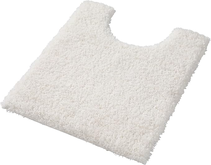 Yimobra U Shaped Toilet Bath Rug, Fluffy Plush, Super Shaggy Soft Non Slip, Water Absorbent Microfiber Bath Mat, Dries Quickly, Machine Washable Thick Bathroom Rugs, 20"X 24", Off White