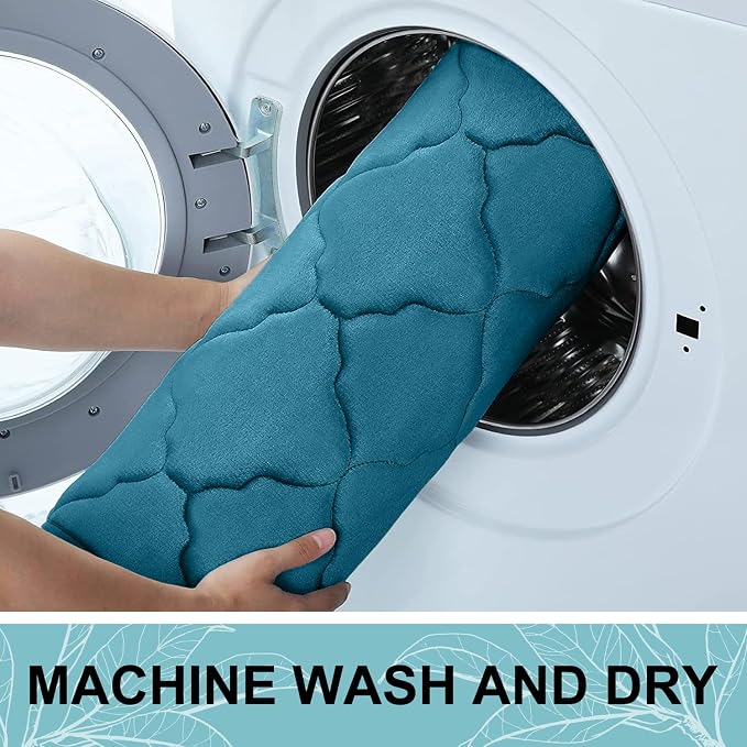 OLANLY Memory Foam Bath Mat Rug 59x20, Soft Bathroom Rugs, Peacock Blue | Thick Absorbent Carpet, Non-Slip Backing, Machine Washable, for Bathroom Floor, Tub, Shower and Home Decor Accessories