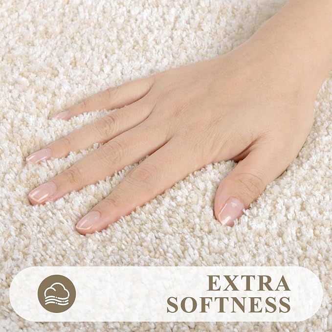 Pauwer Bathroom Rugs Sets 2 Piece, Non Slip Washable Bath Mat, Light Beige | Soft Plush Microfiber, Super Absorbent Floor Carpet, Quick Dry, Shaggy Shower Rug Runner