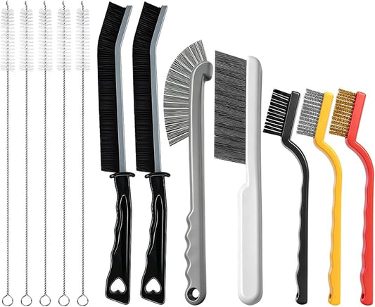 12pcs Crevice Cleaning Brush, Straw Brush for Bathroom, Ktichen and Window | Hard Bristle, Non-slip Handle, Hanging Hook, Multifunctional
