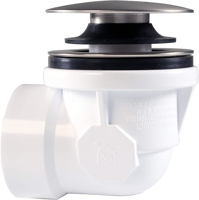 Westbrass D398R-07 1-1/2" NPSM Coarse Thread Mushroom Tip-Toe Bathtub Stopper Bath Drain, 1-Pack, Satin Nickel