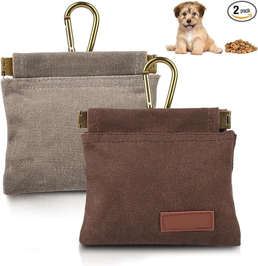 2Pcs Hands Free Dog Treat Pouches for Training, Walking and Outdoor Use | Dog Treat Bag with Carabiner, Hands Free, Auto Closing Pet Treat Pouch for Training,Walking, Hiking