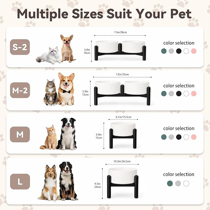 Raised Ceramic Dog Bowl Set with Stand, 7.5 Cups Elevated Dog Food Stand | 8.4'' Double Dog Food and Water Bowl Set, Non-Slip Dog Feeding Dishes for Small Breeds and Cats, 59.2 OZ, Green