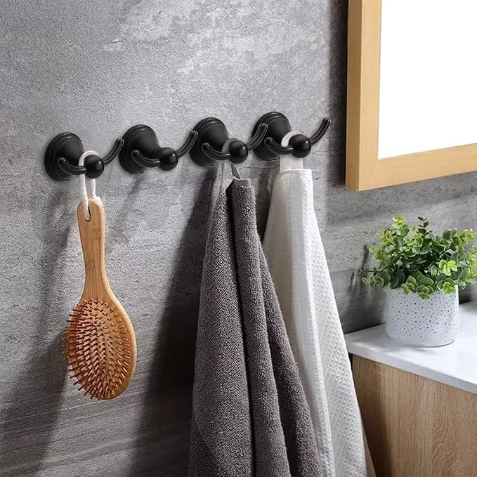 Asidrama Towel Hooks for Bathroom,Oil Rubbed Bronze Coat Hooks for Kitchen Shower Door Wall Mounted,Exquisite Robe & Towel Hooks,Durable Robe Wall Hooks for Hanging Towels (1 Pack)