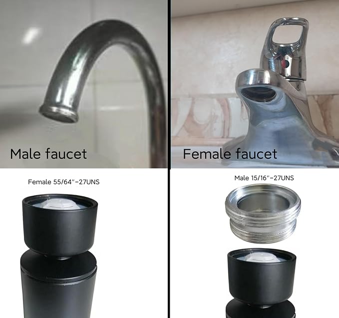 Rotate Kitchen Sink Faucet Attachment,kitchen bathroom faucet nozzle aerator,faucet extender, 360 degree swivel dual flow sprayer for sink tap head, rotatable water splash filter (black20° Angle)