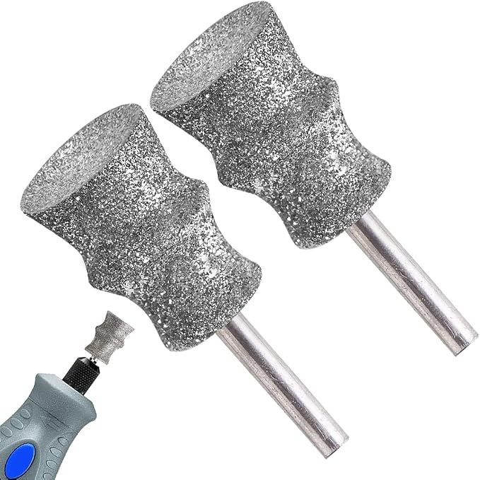 Diamond Dremel Dog Nail Grinder Bits for Rotary Tool-1/8'' Dremel Dog Nail Grinder Attachment-Pet Nail Grinder Bit Work for Animals Nail Care Large B 2P