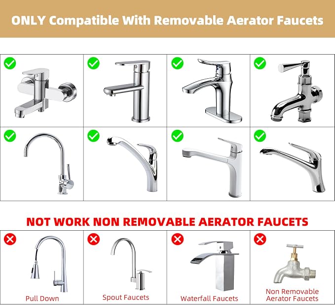 Hibbent NSF/ANSI/CAN 61 Certified Faucet Aerator, CUPC Certification 2-Flow Sink Faucet Aerator, 360° Swivel Kitchen Sink Sprayer Attachment, Faucet Replacement Part 55/64" Female Thread - Chrome