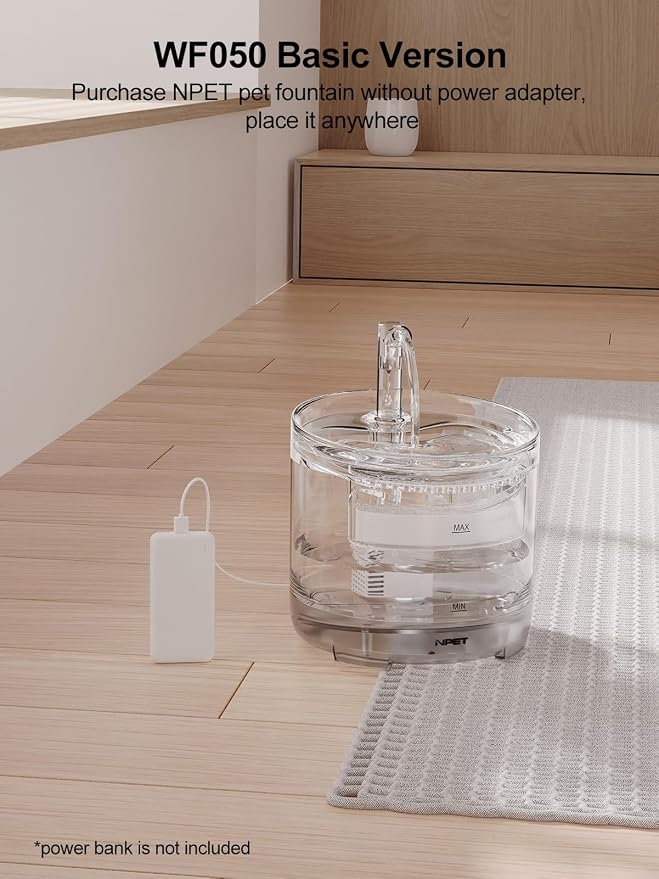 NPET Cat Water Fountain WF050TP 1.5L Automatic Pet Drinking Fountain with Replacement Faucet Kit - 4 Replacement Filters (No Adapter)