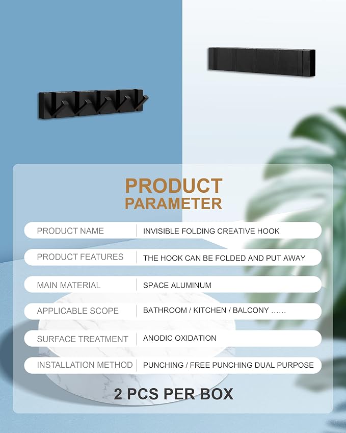 2 in a Box，Black Wall Hooks，Towel Hooks for Bathroom Wall Mounted，Coat Hooks，Perforated or Free Perforated，Door Robe Hooks，Bathroom Towel Hook，Black Door Hook，Also for Balcony，Kitchen.