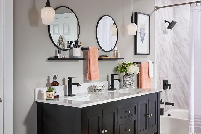 Moen Genta Matte Black Modern 6.8-Inch Length Hand-Towel Bar for Bathroom or Kitchen, BH3886BL (Pack of 2)