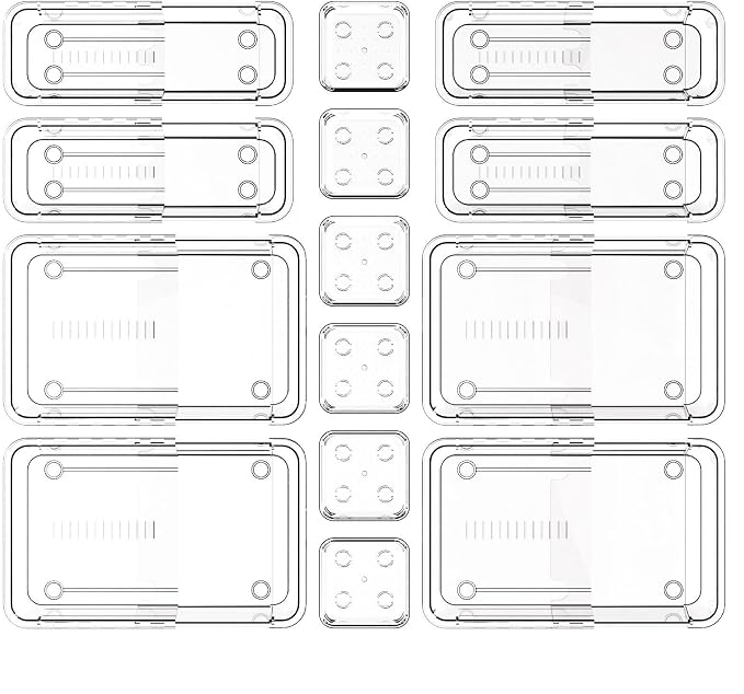 14 PCS Adjustable Clear Drawer Organizer Set - 3-Size Acrylic Storage Boxes for Makeup, Stationery, Kitchen Utensils, Tools & Bedroom Dresser Organization