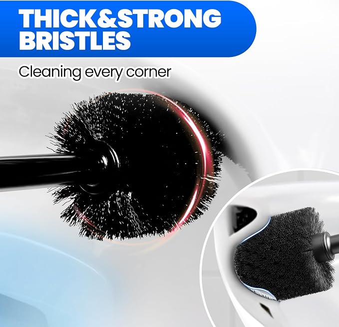 2Pack 2 in 1 Toilet Brush and Plunger Set, Extended Handle Plunger,Toilet Bowl Brush Plunger Set,Bathroom Cleaning Tools,Cleaning Brush,Toilet Brush Plunger Combo(Bright Black) | Heavy Duty Rubber Toilet Bowl Cleaner, Apartment Must Haves Bathroom Deco...