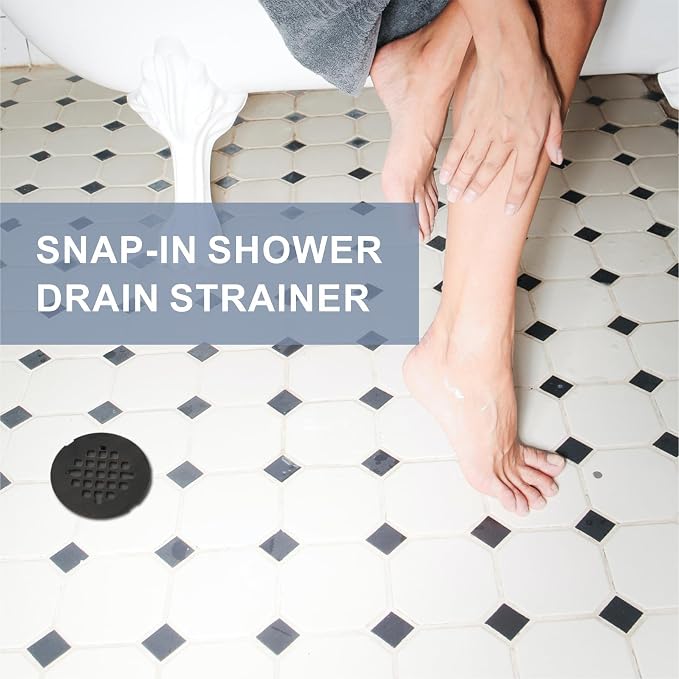 HIDROP Bronze Snap-in Shower Floor Drain Cover, 4-1/4" OD Round Shower Strainer Grid, Easy-to-Install Replacement Cover Stainless Steel