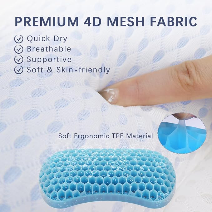 Bathtub Bath Pillows for Tub - Bath Tub Pillow Headrest with Ergonomic TPE, Bathtub Pillow for Neck & Back Support with Strong Suction Cups & Hook