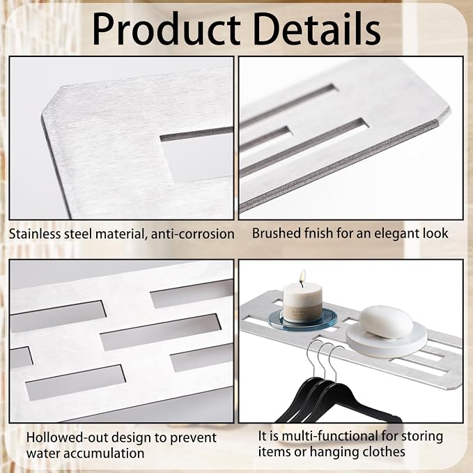 Rectangular Shower Niche Shelf for 12 Inch Tile, Tile Ready Niche Insert with Brushed 316 Stainless Steel, Fits 1/8 Inch Grout Lines, Recessed Shower Shelf