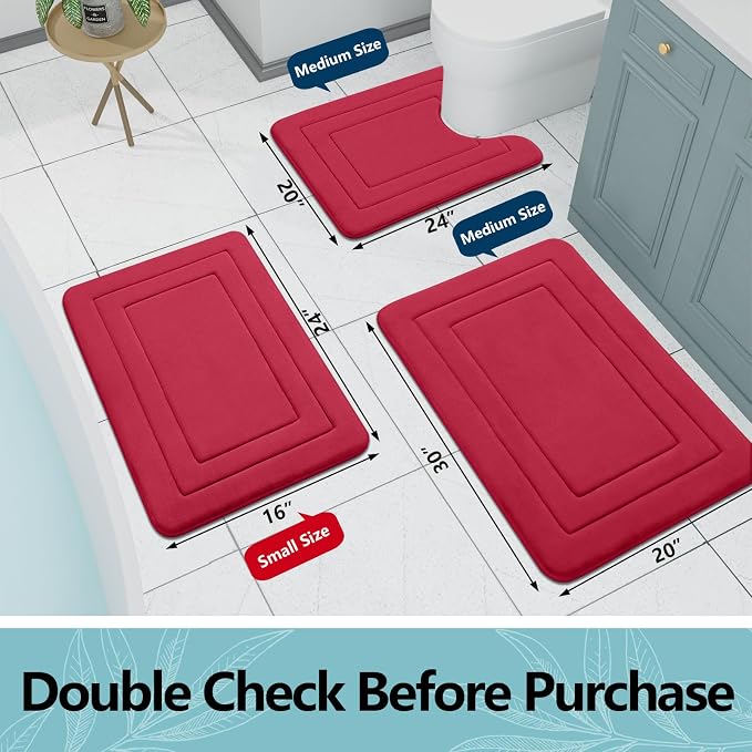 Arotive Memory Foam Bathroom Rug Mat 59x24, Ultra Soft and Absorbent Bath Mat, Machine Wash Dry, Comfortable Bath Rug Carpet for Bathroom Floor, Tub and Shower, Red