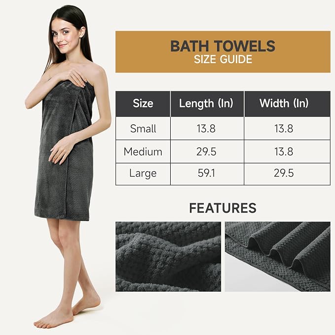 REDKISS Soft 6 Piece Bath Towels Set, 2 Large Bath Towel Sheet, 2 Hand Towels, 2 Washcloths, Highly Absorbent, Quick Dry, Lightweight Towel Sets Collection, Premium Gray Towels for Bathroom, Gym & Spa