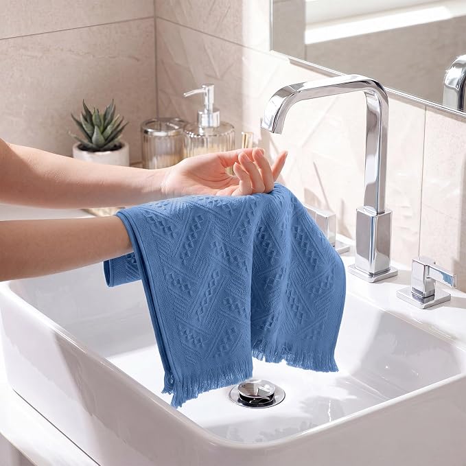 HunnmingRe 15 Pack Boho Hand Towel for Kitchen,Blue | 14x30 Inch, 100% Turkish Cotton, Summer Boho Decorative ,Towel Waffle ,Farmhouse Decor ,Absorbent Soft ,Guest Gift
