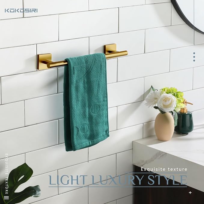 KOKOSIRI Hand Towel Bar Bathroom Towel Holder for Bath Kitchen Cabinet Towel Ring 12 Inch Brushed Gold Stainless Steel B4005BG-L12